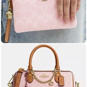 Coach Rowan Pink Leather Women's Bag and wristlet